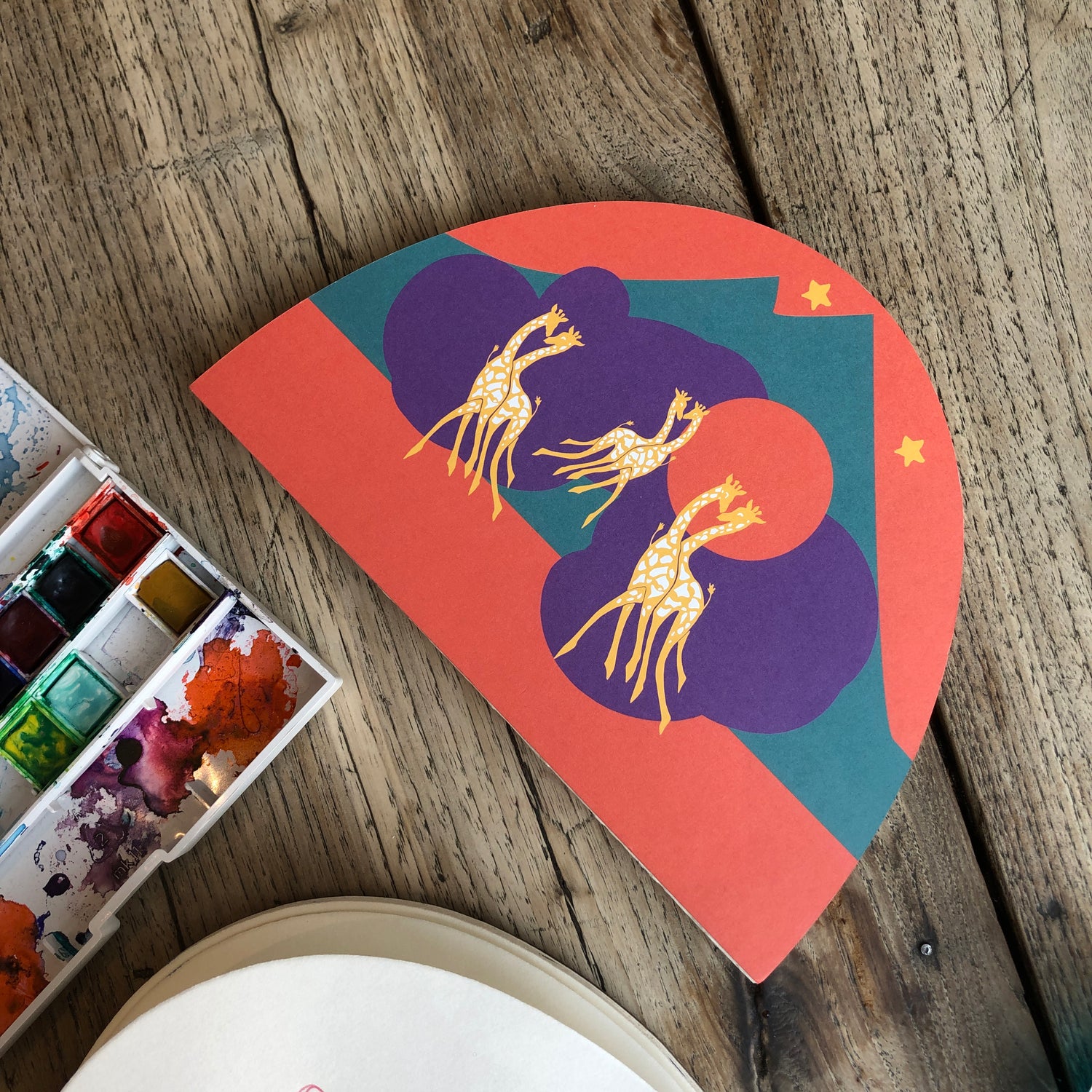 Orange and purple Artist sketchbooks with giraffe design. Ideal for sketching drawing painting, multimedia. Perfect for creative projects and neurodiverse profiles.