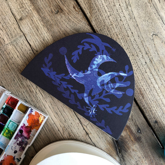 Dreamy dark blue rabbit artist sketchbook. Ideal for sketching drawing painting, multimedia. Perfect for creative projects and neurodiverse profiles.